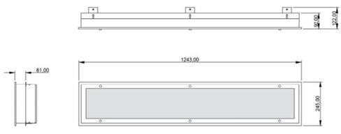 Luminária retangular sala limpa led para forro autoportante